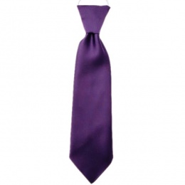 Boys Cadbury Purple Plain Satin Tie on Elastic